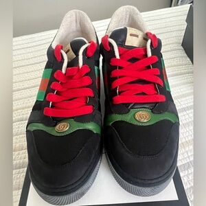 Gucci Black Sneakers with Red and Green accents